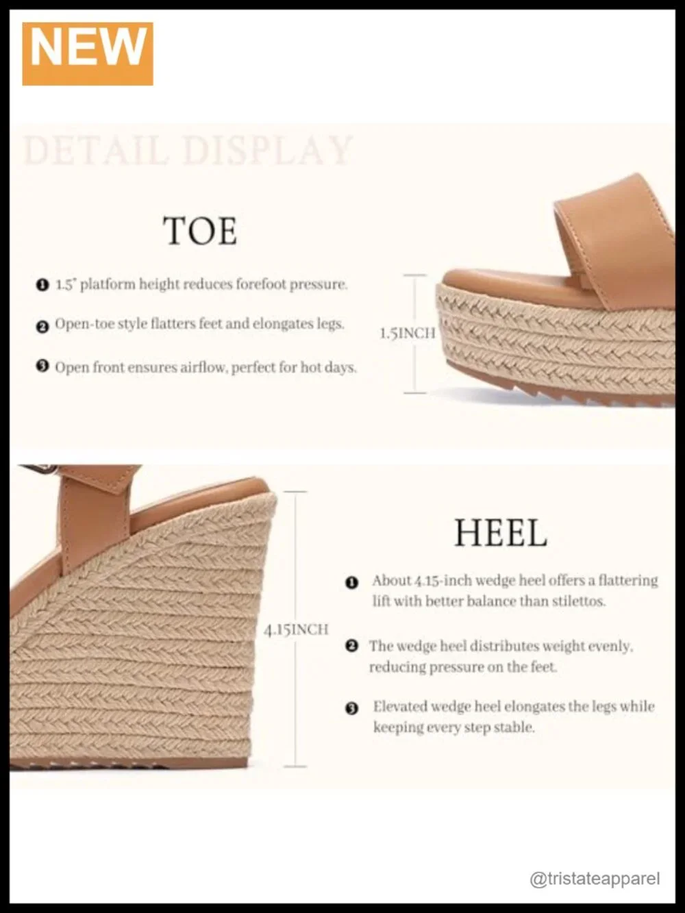 Platform Wedge Sandals Ankle Strap Open Toe Faux Leather Jute Sole